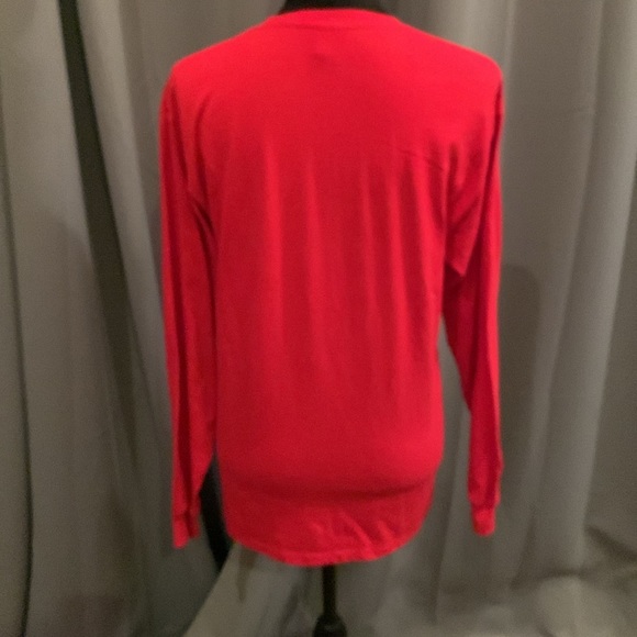 Christmas ted long sleeve HANES T-shirt in Adult MEDIUM. Cute snowman & redbird. - Picture 4 of 6